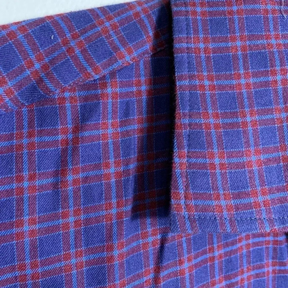 Peter Millar Purple and Red Plaid Casual Button Down Shirt - Picture 4 of 7